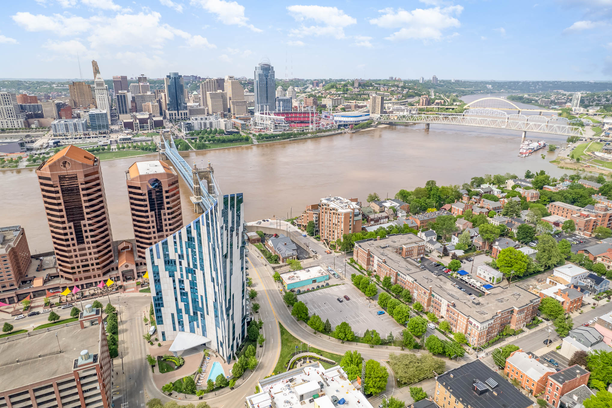 Aerial shot of Covington Kentucky 